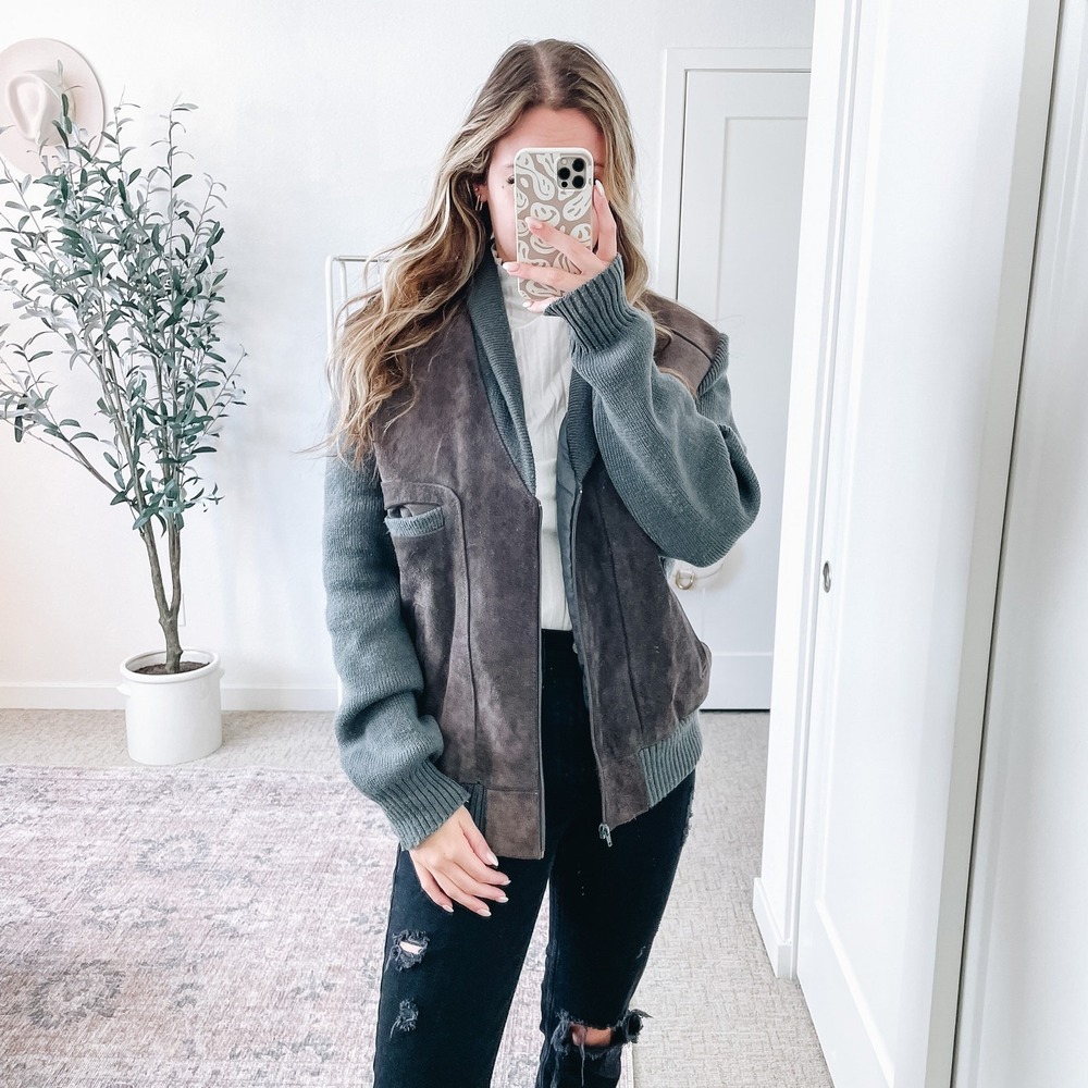 VINTAGE ERIC RHODES Suede‎ Sweater Jacket